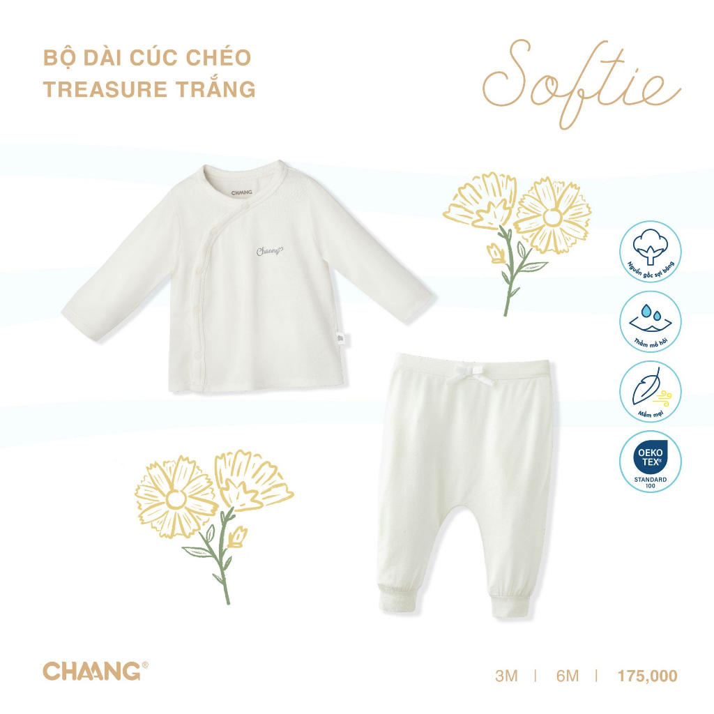 Bộ Dài Cúc Chéo Treasure Cho Bé Sơ Sinh CHAANG AW23D10