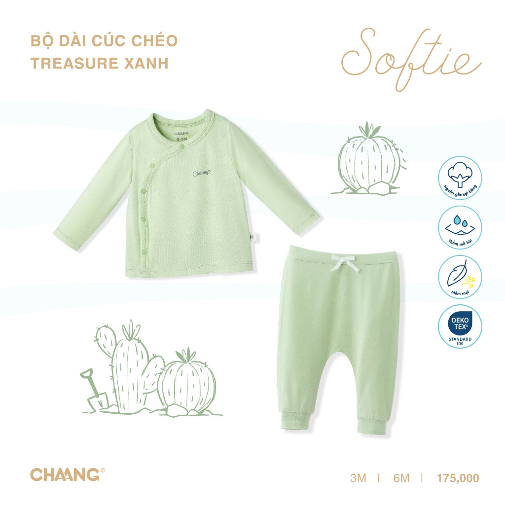 Bộ Dài Cúc Chéo Treasure Cho Bé Sơ Sinh CHAANG AW23D10