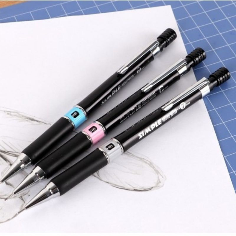 Bút viết chì kim bấm cơ khí Baoke MÀU ĐEN Simple ZD105 / ZD-105 ngòi 0.7mm HB