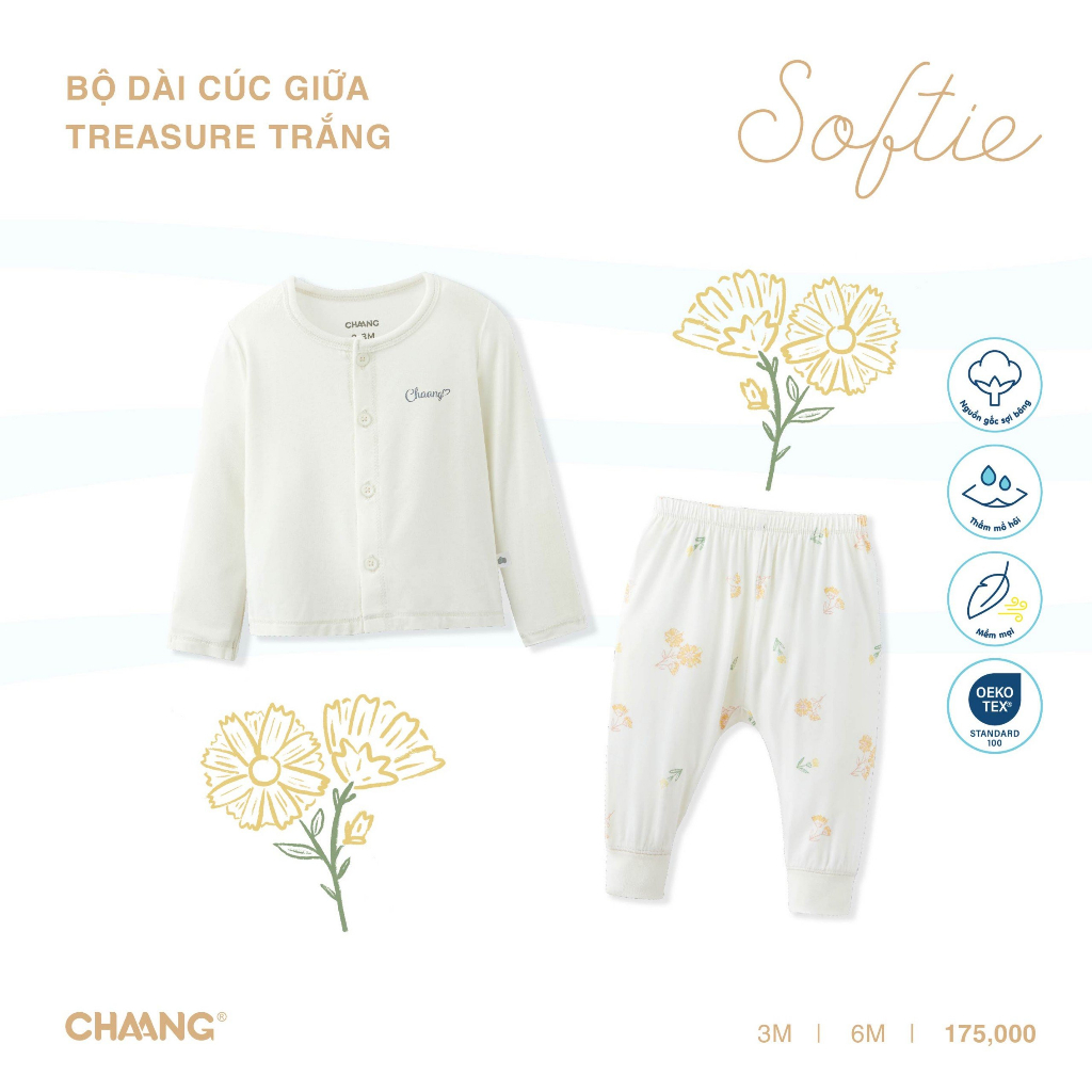 Bộ Dài Cúc Giữa Treasure Cho Bé Sơ Sinh CHAANG AW23D10