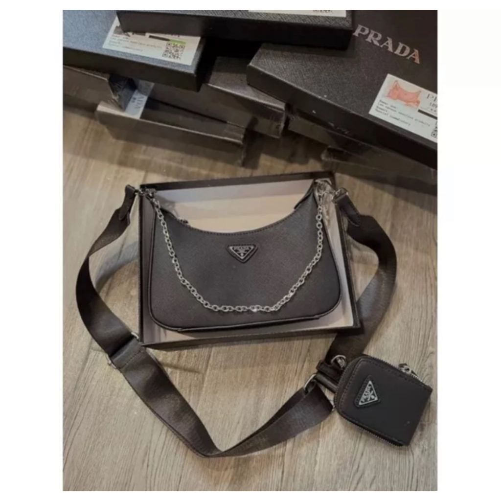 Sét pờ ra đa kèm ví chất da sẫn size 24 dây da dù siêu sang