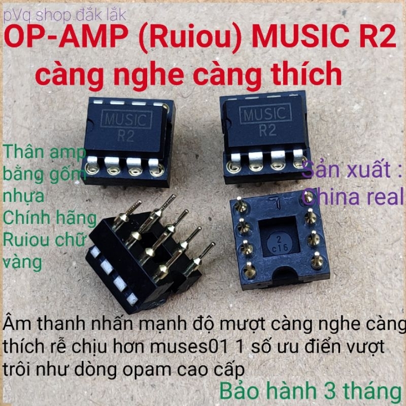 Bộ tiền khuếch đại op-amp kép chữ vàng musicr2 ic music r2 tặng đế jack
