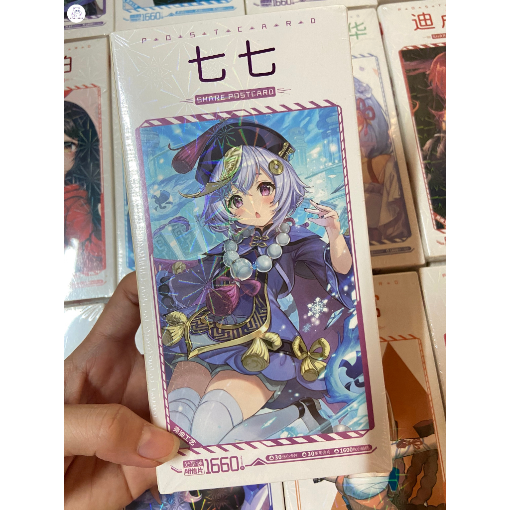 Diluc / Genshin Impact | Hộp postcard bưu thiếp 30 postcard + 30 lomo, tặng kèm 1600 miếng dán sticker