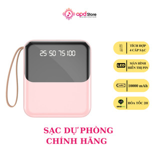 Sạc Dự Phòng Sdem ,Chính Hãng APD Store, Dung Lượng 10000mAh,  Tích Hợp 4 Dây Sạc,Nhỏ Gọn,Bảo Hành 12 Tháng
