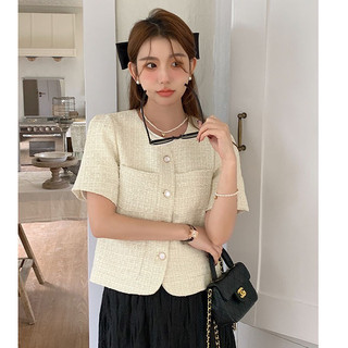 Áo dạ tweed ngắn tay cúc ngọc 247plus - aodatweed2971_p5k10
