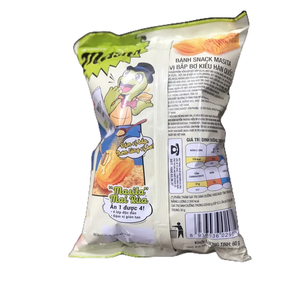 Snack Masita Orion 4 lớp mai rùa vị bắp bơ  kiểu Hàn Quốc gói 60gr