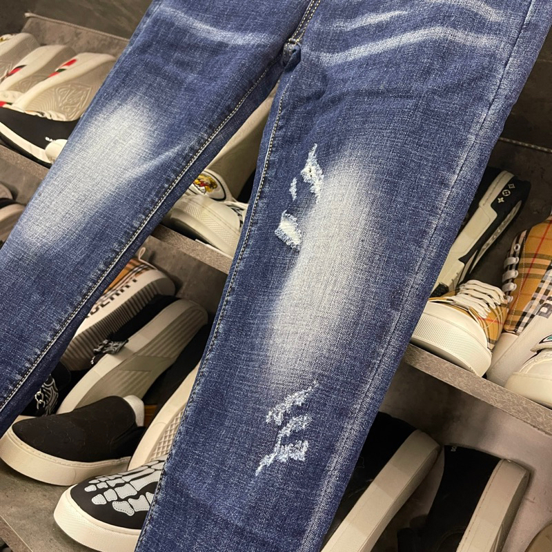 Quần jean bò nam DSQ2 biker slimfit xanh mài phối rách xước nhẹ kiểu dáng đơn giản basic hot trend 2023