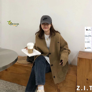Áo Khoác Cardigan Dáng Dài from Rộng Tay Dài Cổ V Phối Logo DM Trước Ngực  Phong Cách Hàn Quốc Hàng Qccc Orangecloset