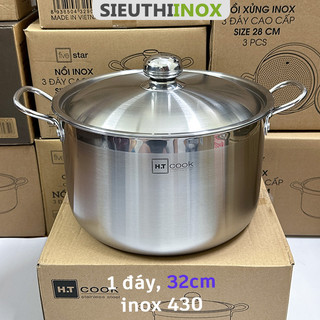 Nồi inox 1 đáy 30cm, 32cm, inox 430, ht cook