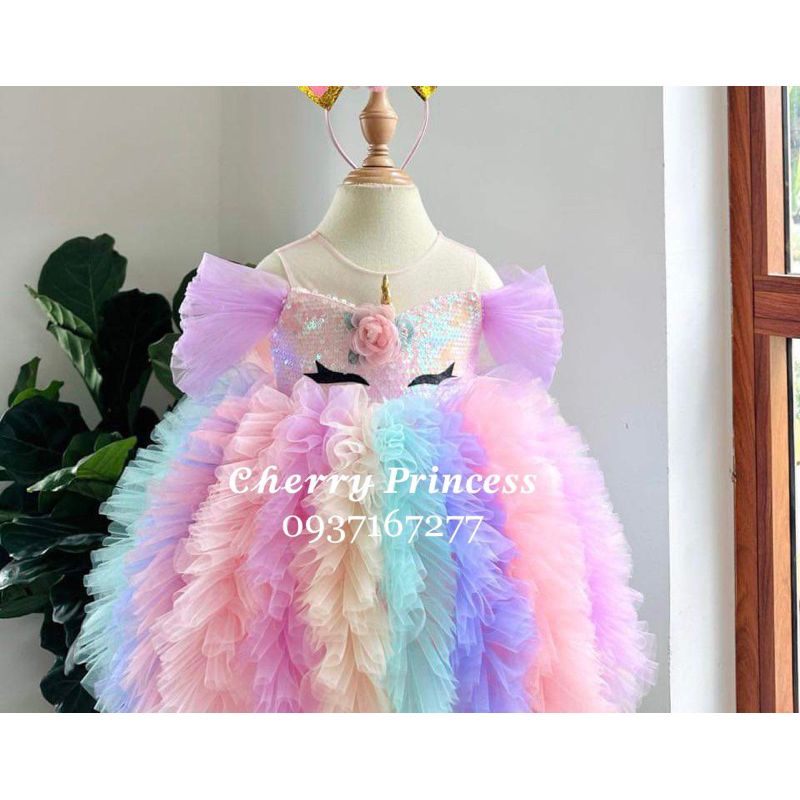 𝙐𝙉𝙄𝘾𝙊𝙍𝙉 𝘽𝘼𝘽𝙔 𝘿𝙍𝙀𝙎𝙎 -👗Đầm Váy công chúa bé gái Pony unicom cầu vồng cao cấp 1-10 tuổi