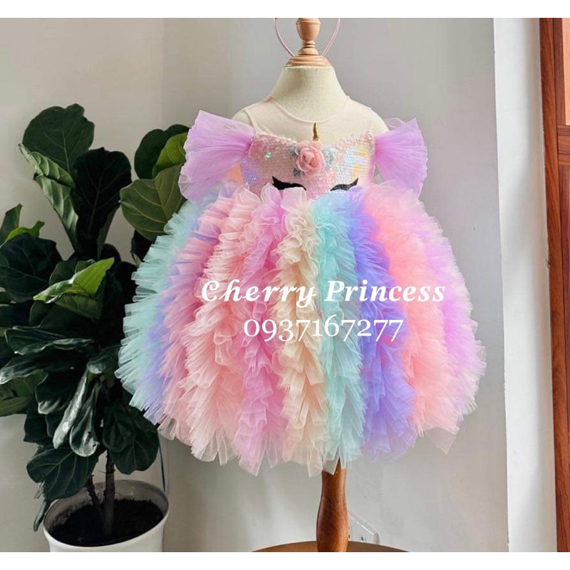 𝙐𝙉𝙄𝘾𝙊𝙍𝙉 𝘽𝘼𝘽𝙔 𝘿𝙍𝙀𝙎𝙎 -👗Đầm Váy công chúa bé gái Pony unicom cầu vồng cao cấp 1-10 tuổi