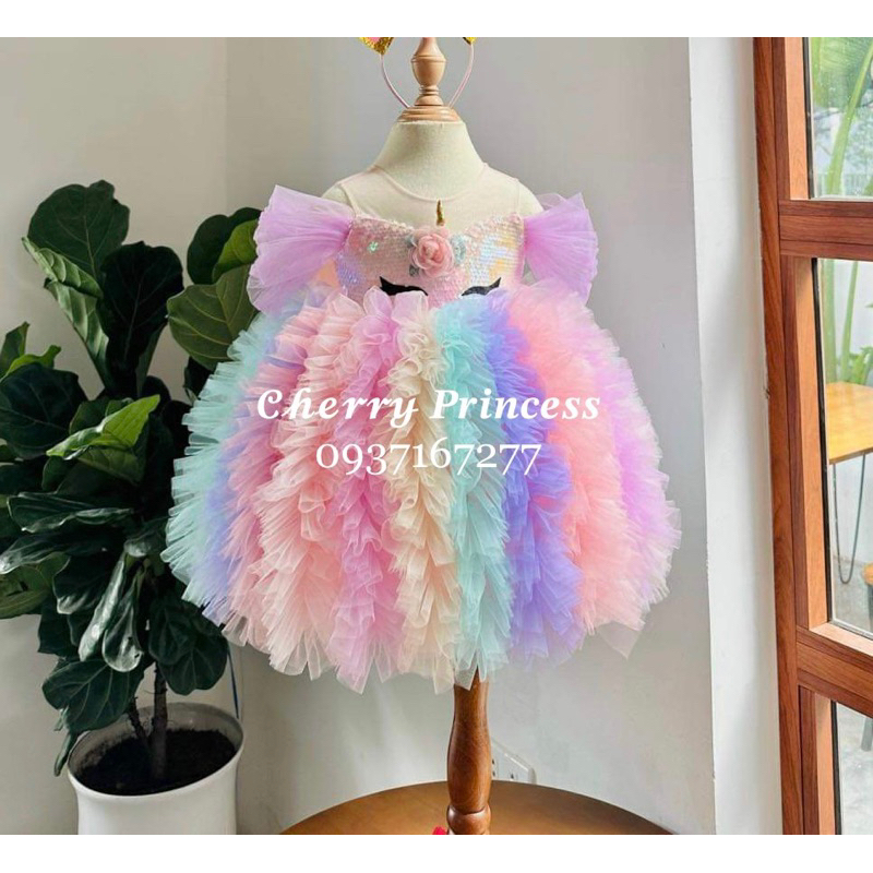 𝙐𝙉𝙄𝘾𝙊𝙍𝙉 𝘽𝘼𝘽𝙔 𝘿𝙍𝙀𝙎𝙎 -👗Đầm Váy công chúa bé gái Pony unicom cầu vồng cao cấp 1-10 tuổi