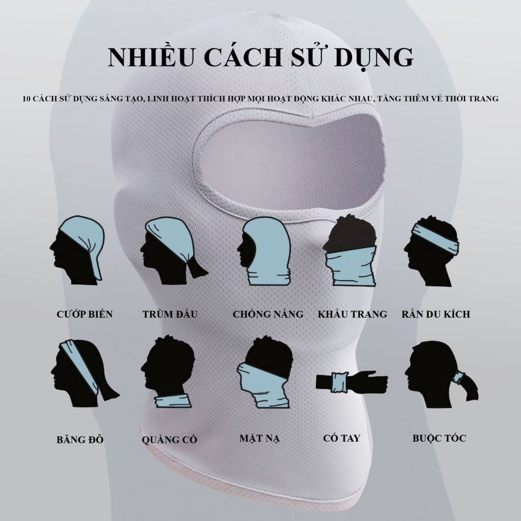 Khăn trùm đầu ninja fullface SWAT basic freesize vải siêu co dãn, thoáng mát hàng chuẩn xịn cao cấp