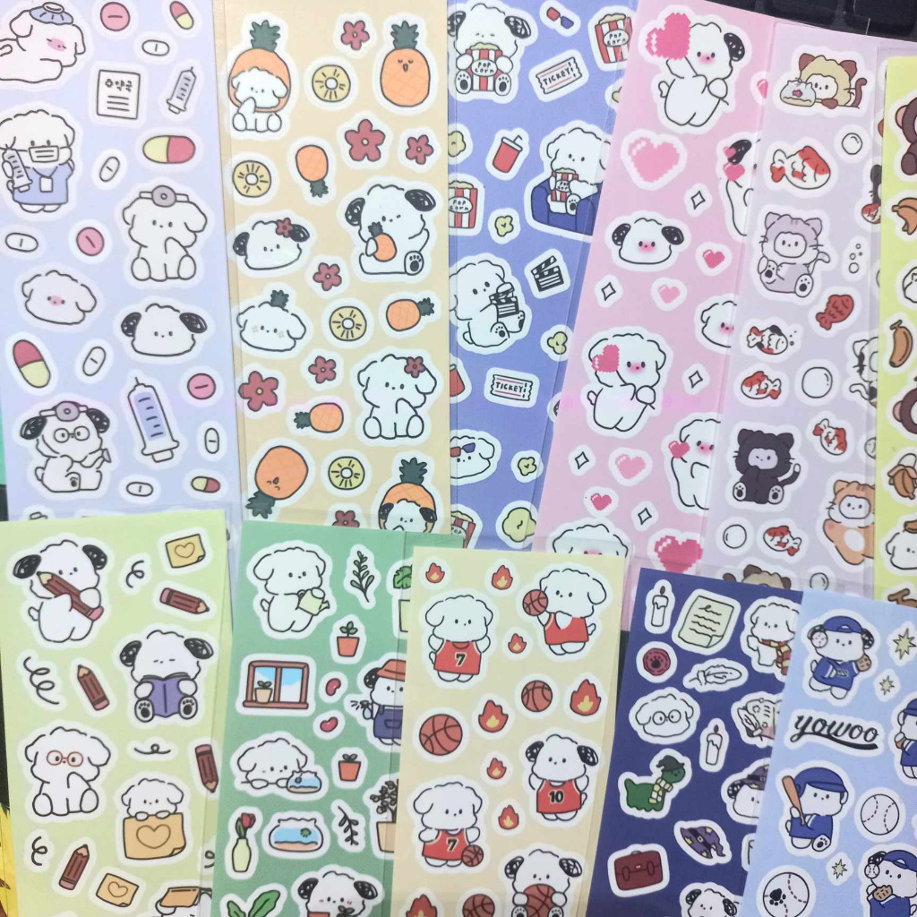 Hình dán sticker cún trơn - hình dán chó con dễ thương phong cách hàn quốc