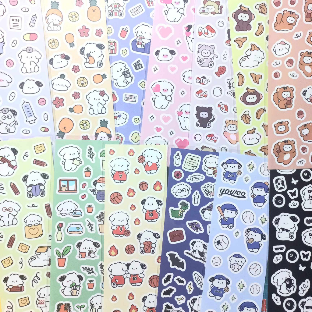 Hình dán sticker cún trơn - hình dán chó con dễ thương phong cách hàn quốc