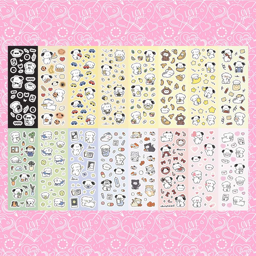 Hình dán sticker cún trơn - hình dán chó con dễ thương phong cách hàn quốc