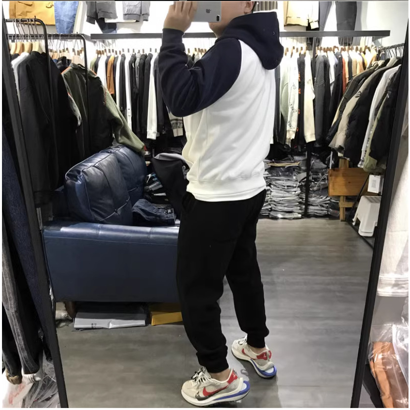 Bộ Thể Thao Hoodie Phối Màu Đen Trắng Kèm Chữ In 5D Sành Điệu, Chất Liệu Nỉ Ngoại Mềm Mịn Thấm Hút Mồ Hôi Cực Tốt