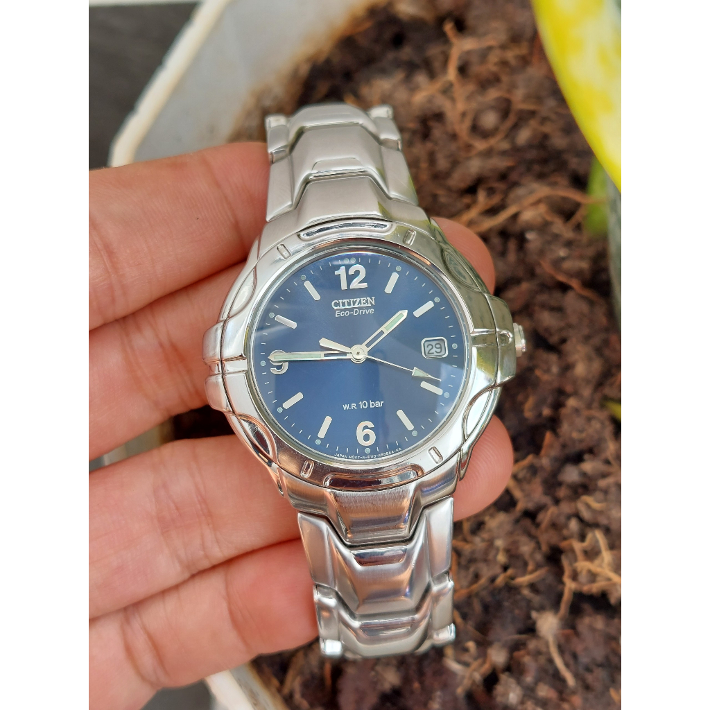 Đồng hồ nam Citizen mặt xanh pin năng lượng ánh sáng hàng Si
