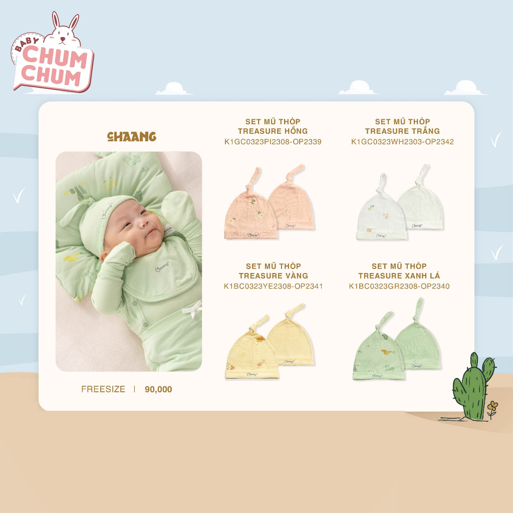 Set Mũ Thóp Treasure Cho Bé Sơ Sinh CHAANG AW23D10
