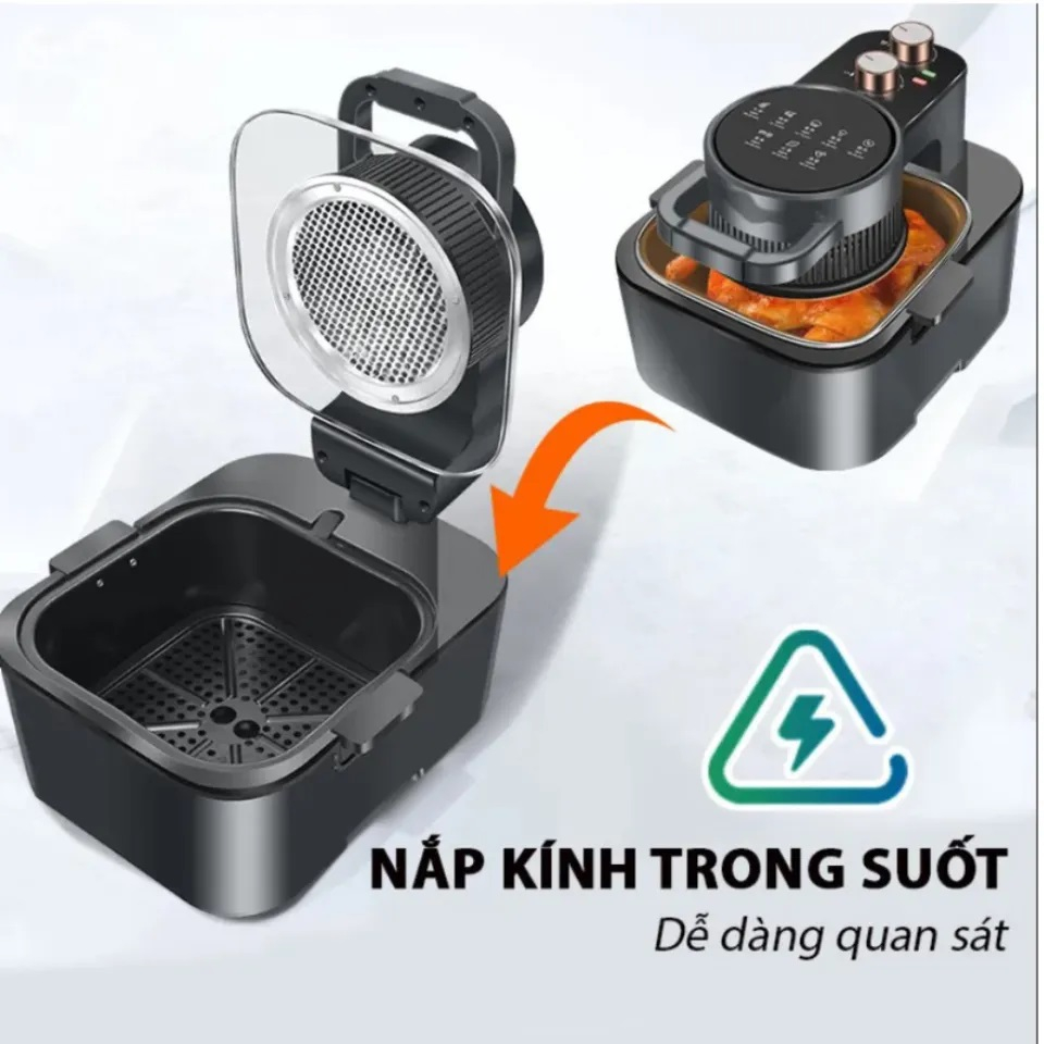 Nồi Chiên Không Dầu Chính Hãng Kaw 12l Chống Dính Cao Cấp, Công Suất 1500w - Bảo Hành Chính Hãng