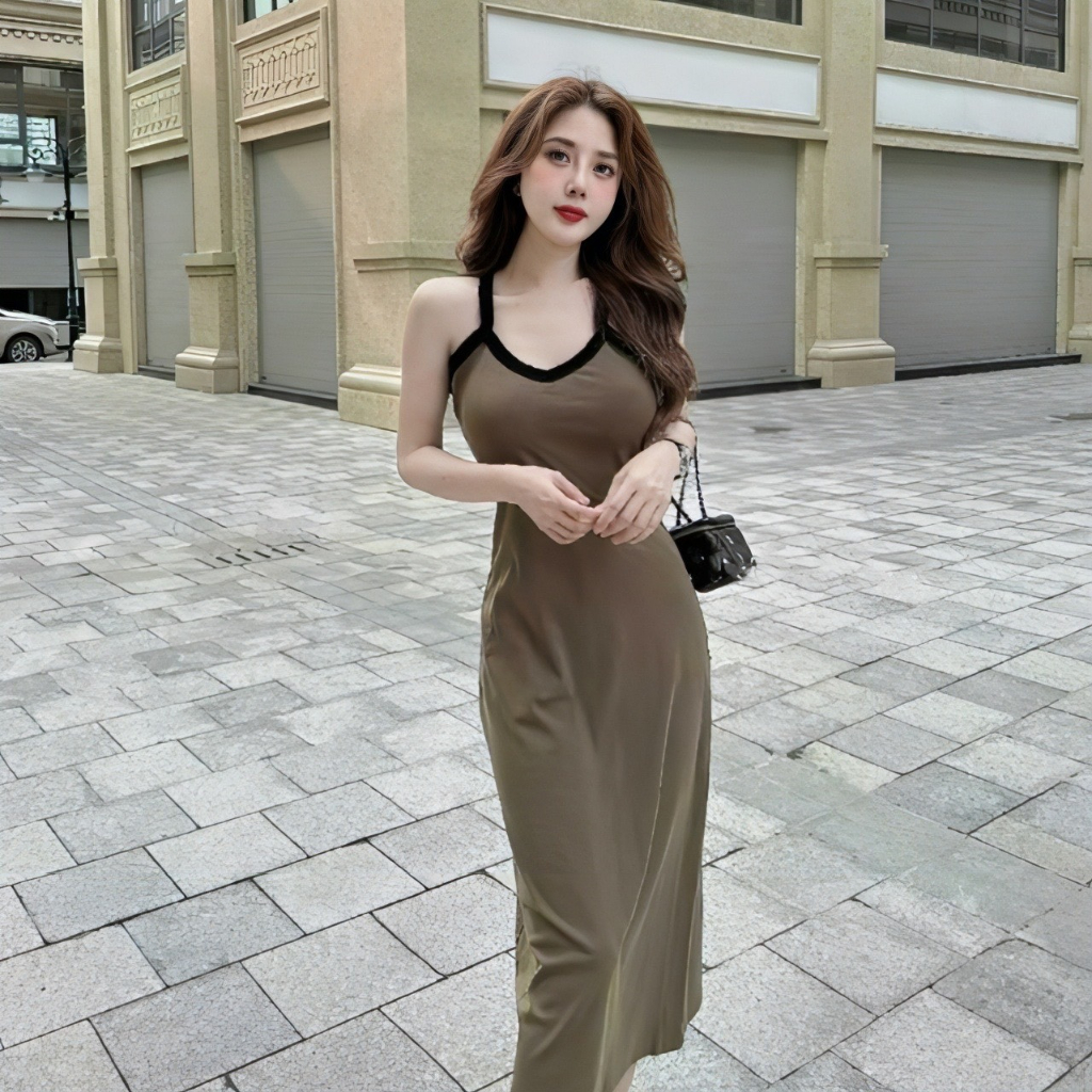 Đầm Body 2 Dây Dáng Dài Chất Lụa Mát, Đầm Nữ Dự Tiệc Đi Chơi Cuốn Hút Thời Trang Siêu Cute Cao Cấp LOTENA D035