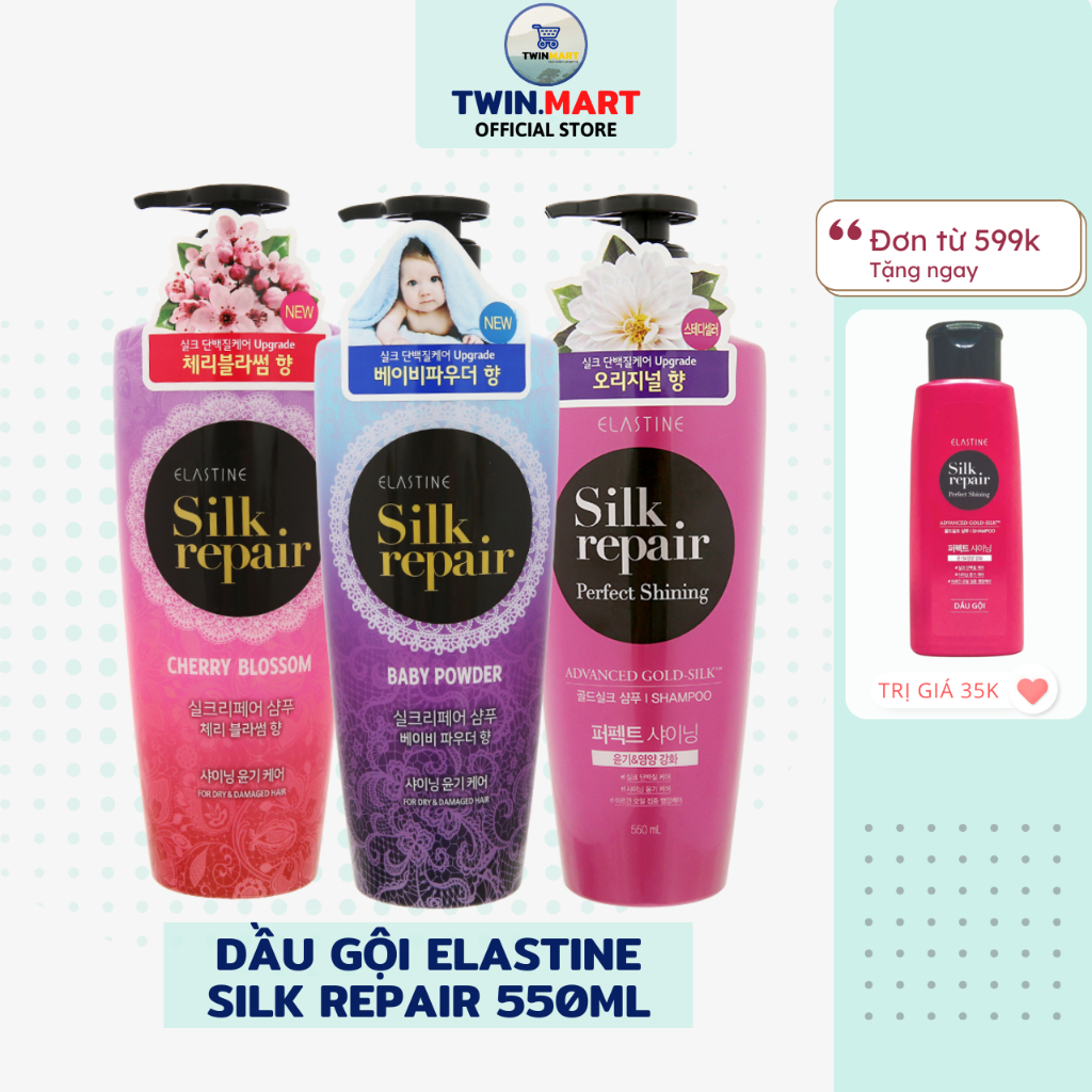 Dầu gội chăm sóc và nuôi dưỡng tóc Elastine Silk Repair 550ml Hàn Quốc