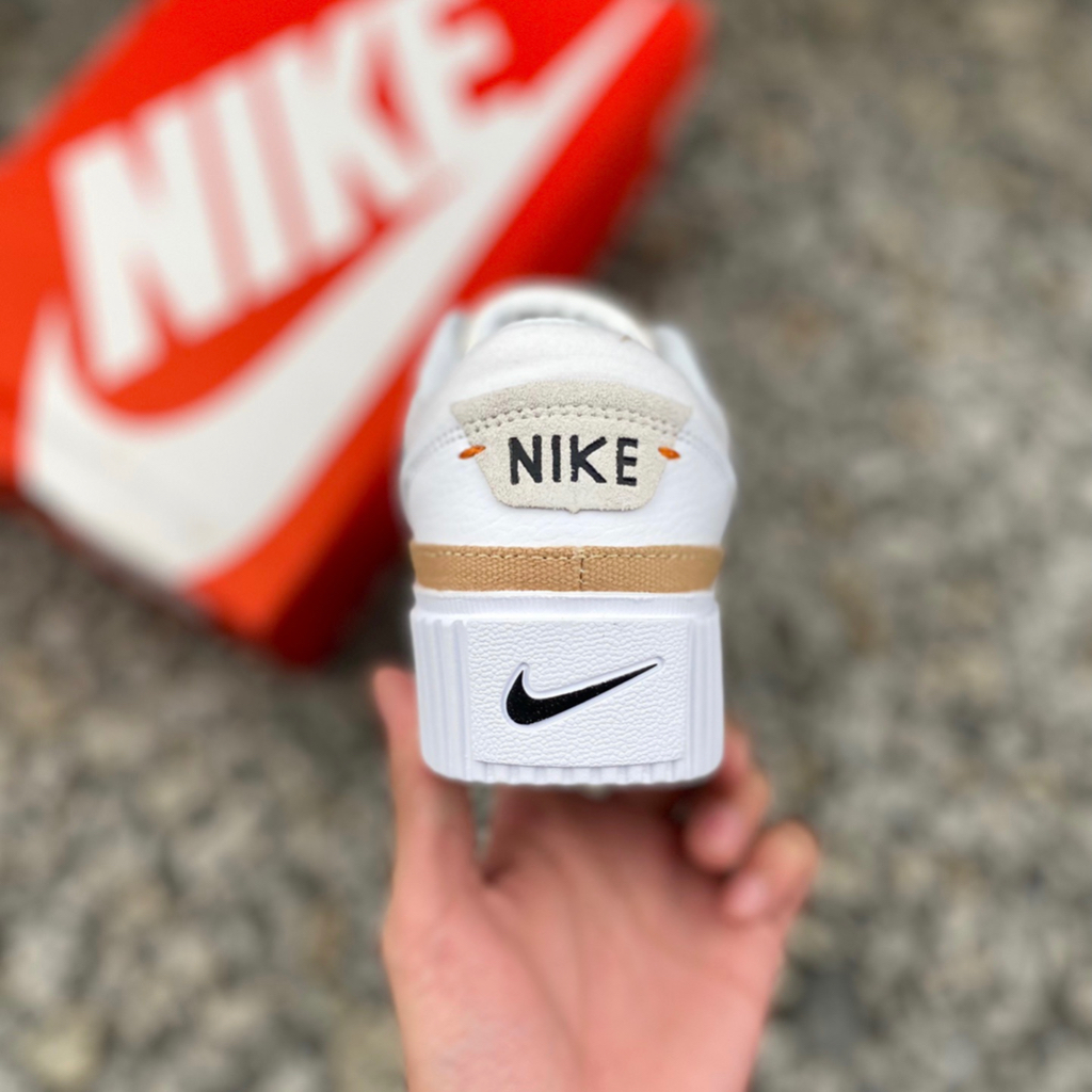 Giày Thể Thao Sneaker Độn Đế Cao NK Court Legacy Lift Low White Black Brown DM7590-100 Hàng SC