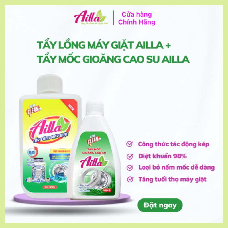 Combo Tẩy Lồng Máy Giặt Ailla + Tẩy mốc gioăng cao su Ailla Cao Cấp