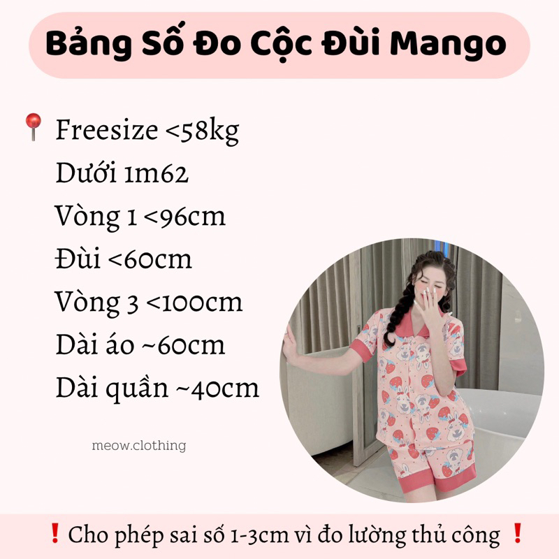 Đồ Mặc Nhà Pijama Tay Ngắn Quần Đùi Chất Liệu Mango Mềm Mịn Mát - Meow Clothing