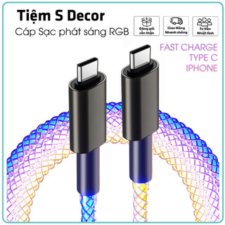 Cáp sạc siêu nhanh rgb type c - type c, cáp sạc samsung, android