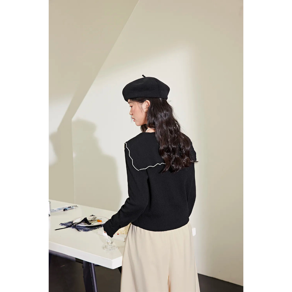 Áo len tăm phối viền trắng hàng xuất Kuose