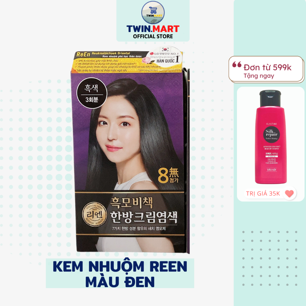 MÀU ĐEN - Kem nhuộm phủ bạc thảo dược Hàn quốc REEN HEUKMOBICHAEK ORIENTAL CREAM