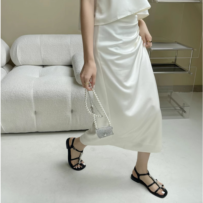 Giày sandals quai mảnh ngang gót bệt đế mềm hot trend cho nữ thời trang mùa hè 2023