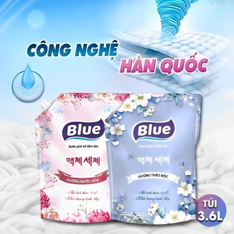 NƯỚC GIẶC XẢ BLUE HÀN QUỐC GIÚP CHỐNG NHĂN QUẦN ÁO 2KG
