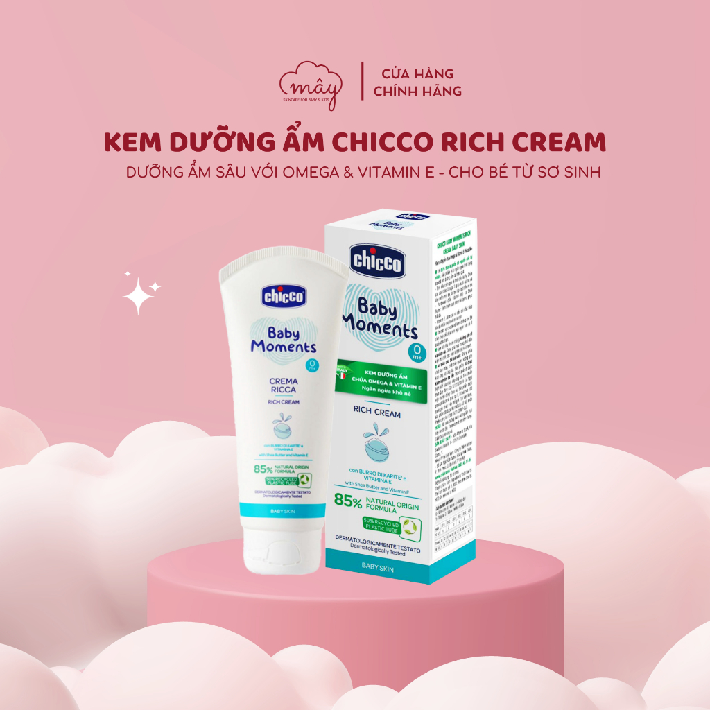 Kem dưỡng cấp ẩm làm dịu da cho bé từ sơ sinh Chicco Rich Cream 100ml
