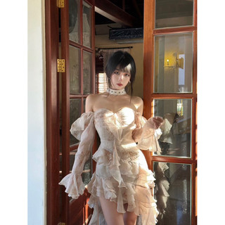 ĐẦM HOA BE LỆCH ĐUÔI CÁ NỮ KÈM CHOCKER
