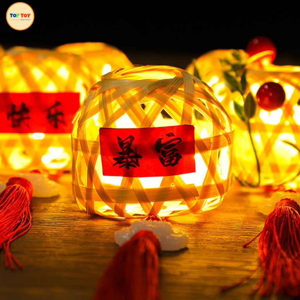 Đèn Lồng Noel Giỏ Tre mini Có Đèn Led Phát Sáng - Quà Giáng Sinh Siêu Dễ Thương Cho Bé Vui Chơi