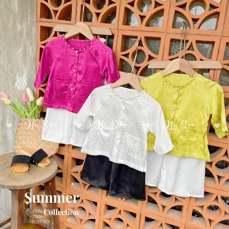 Bộ bà ba gấm lụa satin bé gái