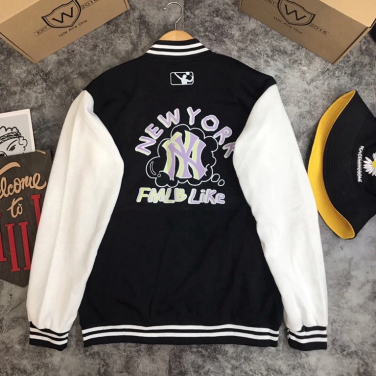 Áo Khoác Bomber Nam Nữ NEW YORK, Trend MLB NY Chất Liệu Nỉ Bông Cotton 2 Lớp Cao Cấp