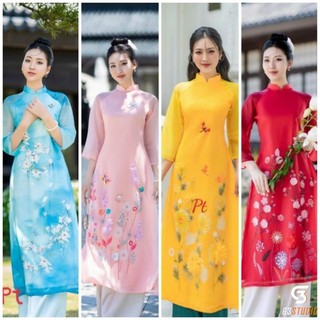 áo dài 4 tà  đẹp mềm mại 💖 FREESHIP 💖 hàng thiết kế giá rẻ 100 % ảnh thật bán sỉ