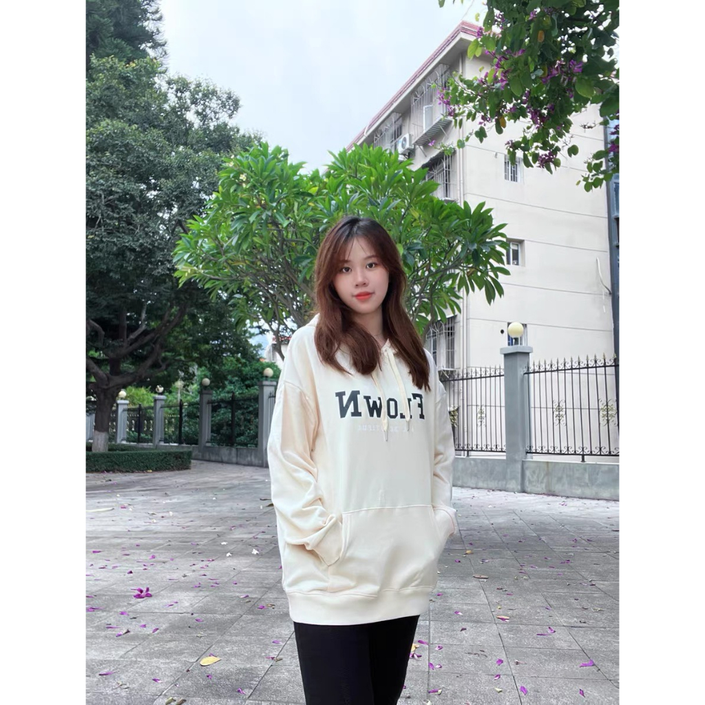 Áo Hoodie Nam Nữ APT Unisex From Rộng Mũ 2 Lớp Dáng Thụng Kiểu Dáng Unisex, Chất Liệu Vải Nỉ Bông In Chữ FLOWN