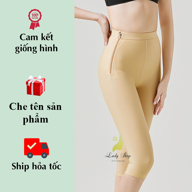 Quần gen nịt định hình đùi eo, nâng mông sau hút mỡ, tập gym, dây khóa kéo tiện lợi