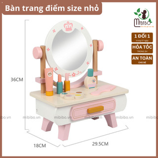 Bộ đồ chơi bàn trang điểm Mibibo.vn bằng gỗ size nhỏ, đồ chơi mô phỏng dành cho bé gái từ 3 tuổi