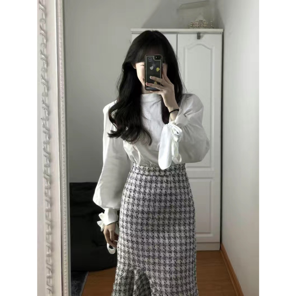 Set váy dạ , set váy dạ tweed kèm áo thời trang thanh lịch, set áo dạ kèm chân váy đuôi cá và áo, bộ đồ nữ