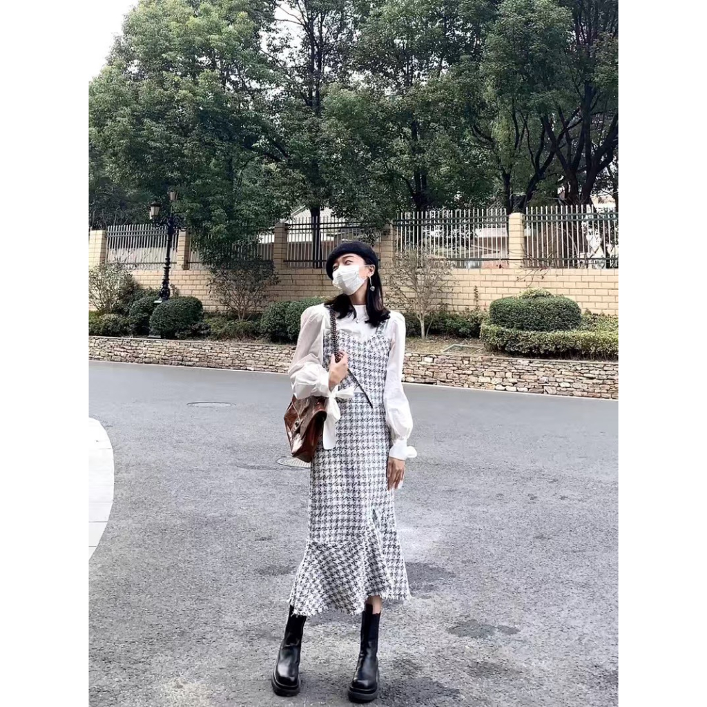 Set váy dạ , set váy dạ tweed kèm áo thời trang thanh lịch, set áo dạ kèm chân váy đuôi cá và áo, bộ đồ nữ