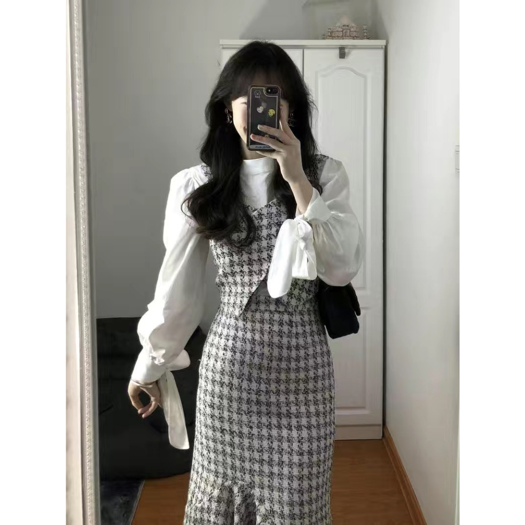 Set váy dạ , set váy dạ tweed kèm áo thời trang thanh lịch, set áo dạ kèm chân váy đuôi cá và áo, bộ đồ nữ