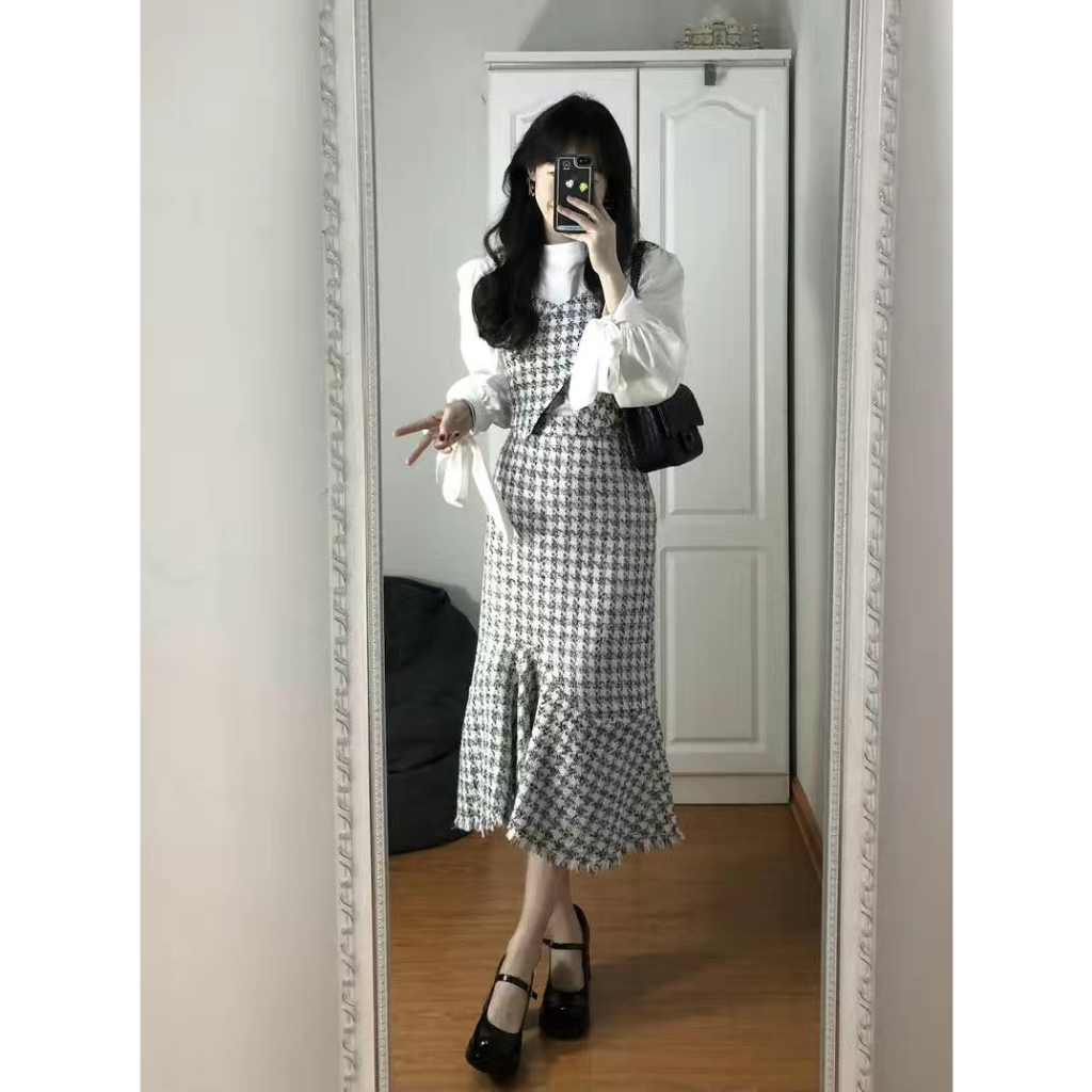 Set váy dạ , set váy dạ tweed kèm áo thời trang thanh lịch, set áo dạ kèm chân váy đuôi cá và áo, bộ đồ nữ