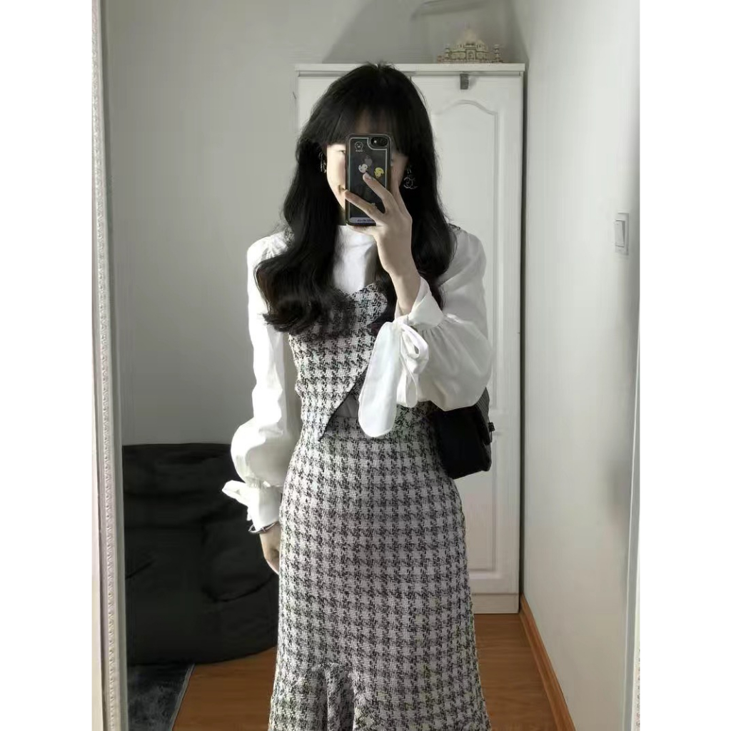 Set váy dạ , set váy dạ tweed kèm áo thời trang thanh lịch, set áo dạ kèm chân váy đuôi cá và áo, bộ đồ nữ