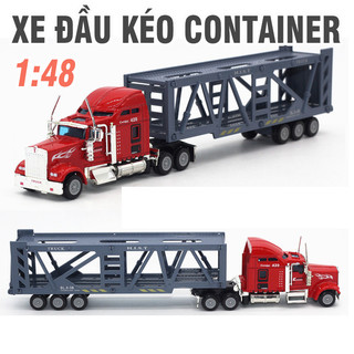 Xe đầu kéo container đồ chơi trẻ em mô hình bằng hợp kim và nhựa tỉ lệ 1:48