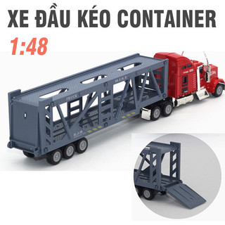 Mô hình xe container có thùng chở hàng tỉ lệ 1:48 đầu xe bằng sắt có thể tháo rời